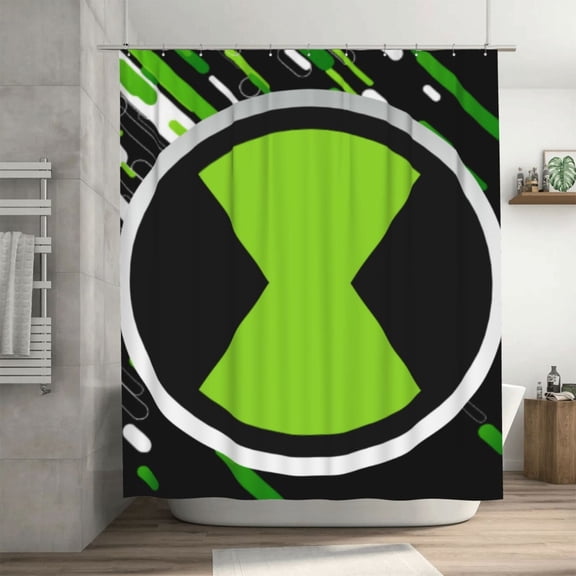 Ben 10 Shower Curtain Cartoon Art Bath Shower Curtains with 12 Hooks, Waterproof Washable Polyester Bathroom Home Decor Set 72x72 Inch, Iron
