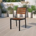 thumbnail image 2 of Flash Furniture Patio Dining Side Chair with Poly Slats in Faux Teak, 2 of 10