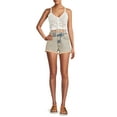thumbnail image 2 of Madden NYC Juniors' Cropped Mixed Tank Top with Fringe, 2 of 5