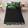 thumbnail image 4 of Castle Fairy Vivid Green Racer Zipper Full Size Comforter Sets with Fitted Sheet and 2 Pillowcases,Racing Meter Icon Zipper Bedding Set for Bedroom,Emerald Dark Hue,4pcs,Black Reversible, 4 of 6