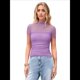 thumbnail image 1 of Camisetas de Corta con Cuello Alto para Mujer, de Transparente y Fruncida, para Salir A . Púrpura XXL, 1 of 8