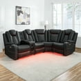 thumbnail image 6 of Naomi Home Chicago Corner Sofa Black Air Leather, Premium 5-Seater Reclining Sofa with Console, Cup Holders, USB Ports, Pillow Top Armrests & Split Back Design, -Color:Black, 6 of 19