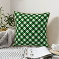 thumbnail image 6 of Xecao Green Argyle Plaid Print Soft Velvet Decorative Throw Pillow Covers, Square Cushion Cases for Bed, Sofa, Living Room, Car, and Indoor Outdoor Use-18"x18", 6 of 8