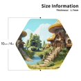 thumbnail image 2 of Yiaed Cartoon Mushroom House Print Leather Coasters for Drinks - Cup Coasters Coffee Table Kitchen Table Bar, Home & Office Gifts Handmade Drink Coasters-Hexagon, 2 of 6