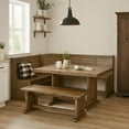 thumbnail image 6 of Yael 4pc Corner Breakfast Nook Set, Brown Dining Table Corner Bench, 6 of 6