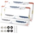 thumbnail image 2 of GZHJMY Funny Whales License Plate Frames Set of 2, Universal Aluminum License Plate Holders 2 Holes Car Tag Frames Automotive Exterior Accessories with Screw Caps Decorative, 2 of 7
