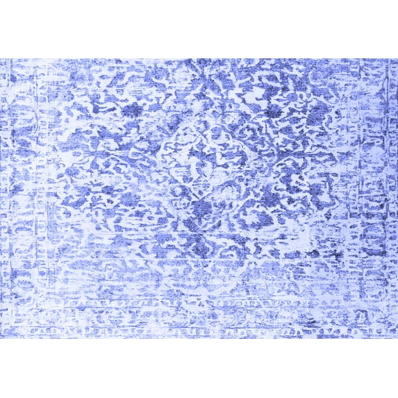 Ahgly Company Machine Washable Indoor Rectangle Abstract Blue Contemporary Area Rugs, 5' x 8'