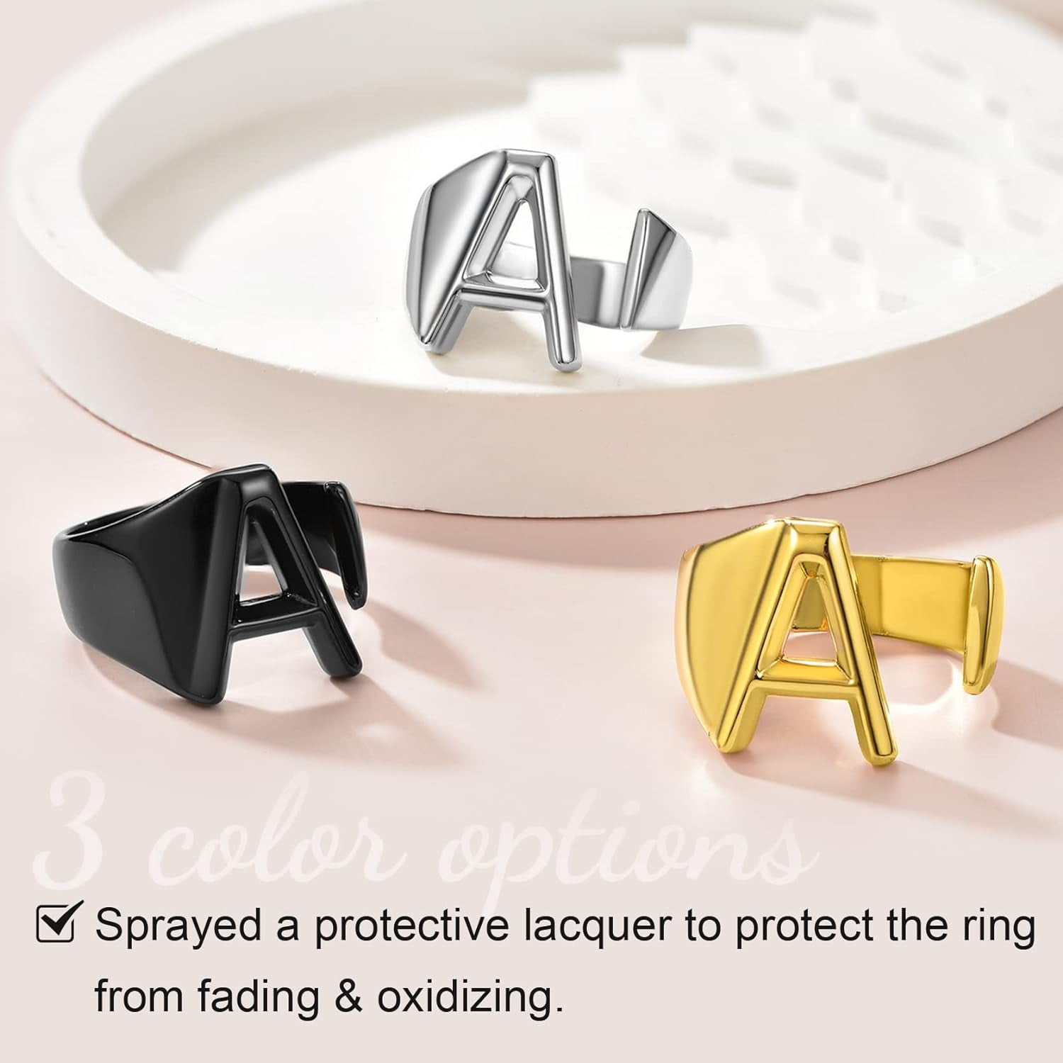 shiyou-Bold Initial Letter Rings Adjustable, GoldChic Jewelry
