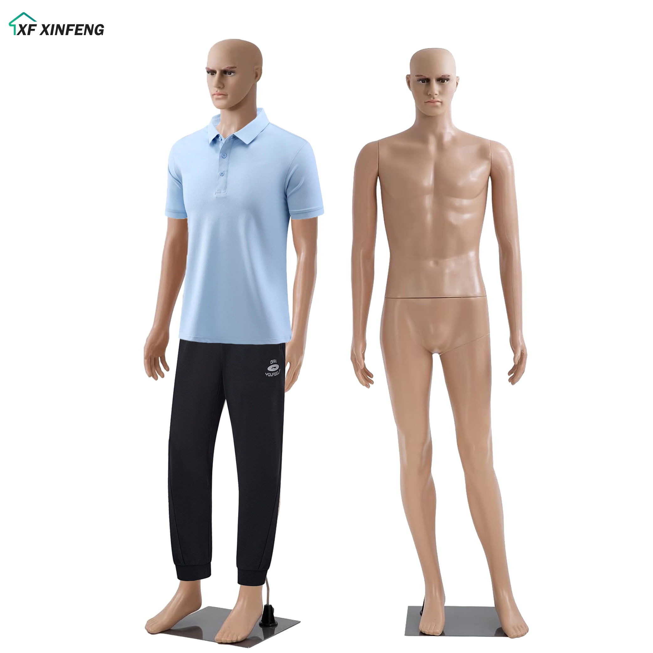 Displays2go PU Foam Mannequin Bust — Teal Suede, Adjustable Height, Gold Base, For Countertop Display
