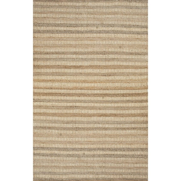 A&B Home  Stripe Jute Shuttle Weave Durrie with Fringes 60 x 96