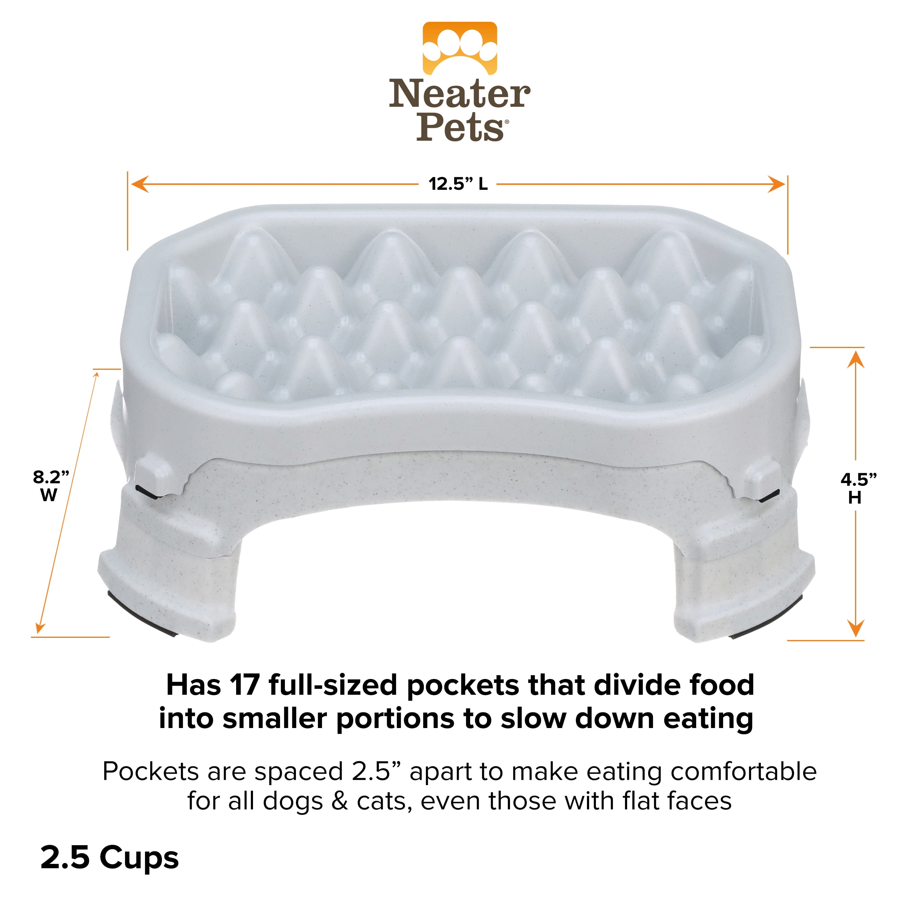 Neater Pet Brands Raised Neater Slow Feeder - Elevated & Adjustable Feeding Height - Improves Digestion, Stops Obesity, and Slows Down Eating, 2.5 Cups, Vanilla Bean