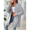 thumbnail image 4 of Women'S Fall Winter Solid Color Casual Oversized Long Sleeve Chunky Knit Cardigan Sweater Jacket Light Gray One Size, 4 of 6