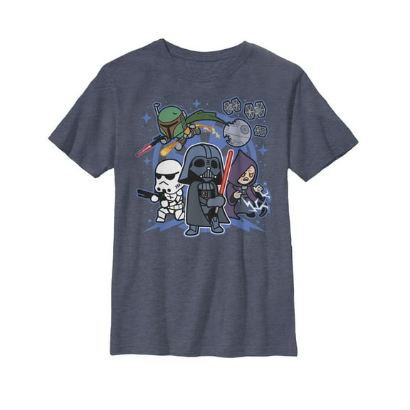 Boy's Star Wars Empire Cartoon Characters Graphic Tee Navy Blue Heather Medium