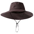 thumbnail image 1 of Chapeau Seau Ajustable Unisexe Couleur Unie pour Protection Solaire Imperméable Randonnée Extérieure Marron Taille Unique, 1 of 8