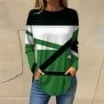 thumbnail image 2 of Graphic Print Shirts for Women Long Sleeve Color Block Plus Size Crew Neck Casual Loose Pullover Tops 90s Outfits for Ladies(Green,XXL), 2 of 5