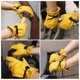 thumbnail image 3 of pares de guantes de trabajo de cuero para hombres y mujeres, guantes de muñeca ajustables para conductor, construcción, trabajo en el jardín, guantes de jardinería. Afortunado Sencillez, 3 of 4
