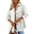 thumbnail image 2 of XUNKUSGA Fall Jackets Casual Long Sleeve Shackets for Women Fashion Cable Knit Fall Clothes Loose Button Down Shirts Collared Lightweight Jackets Solid Color Outwear with Pockets S-2XL White, 2 of 7