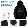 thumbnail image 4 of Men's Black Hoodie with Front Pocket Drawstrings Fest Baseball Caps Design & Abstract Horns - Long Sleeve Pullover Sweatshirt, 4 of 7