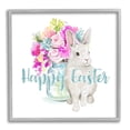 thumbnail image 4 of Happy Easter Calligraphy Bunny Pink Flower Bouquet Animals & Insects Graphic Art Framed Art Print Wall Art, 4 of 5