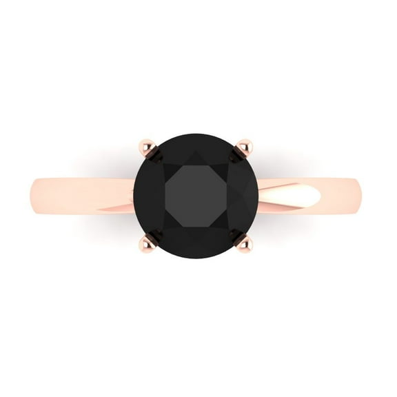 Solitaire Engagement Ring for Women - 1.5ct Natural Onyx in 14K Rose Gold Promise Ring