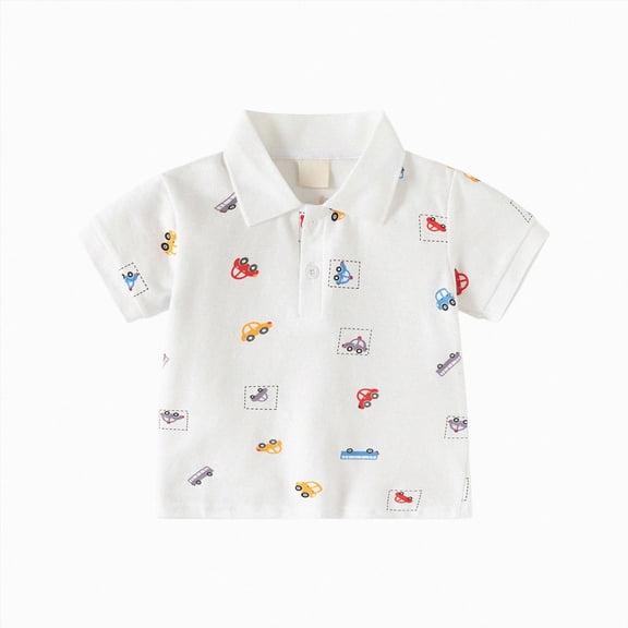 Splozh Boys Collared Shirt 12 18 24 Months 2T 3T 4T 5T 6T Cotton Lapel Collar Short Sleeve Summer Dress Shirt Toddler Button Down Shirt Beach Shirts for Boys White,4-5 Years