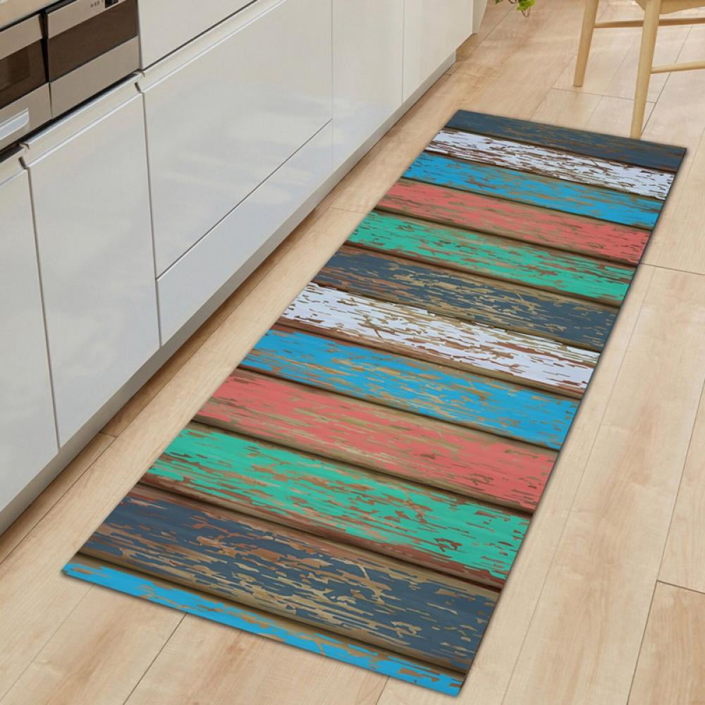 16x47 in Area Rug Door Kitchen Floor Carpet Non-slip Wood Grain Printed Mat Pad 