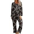 thumbnail image 2 of qolati Womens 2 Piece Pajama Sets Floral Print Long Sleeve Tops with Wide Legs Pants Sleepwear Matching Outfits Comfortable Soft Loungewear Pjs Suits, 2 of 5