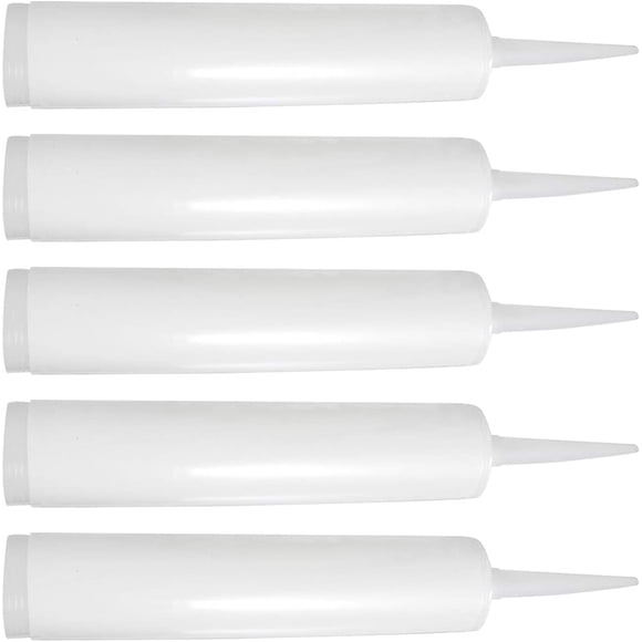 Empty, Refillable Caulking Tools for Home Improvement 5-Pack Reusable Silicone Sealant Tubes for Kitchen & Construction