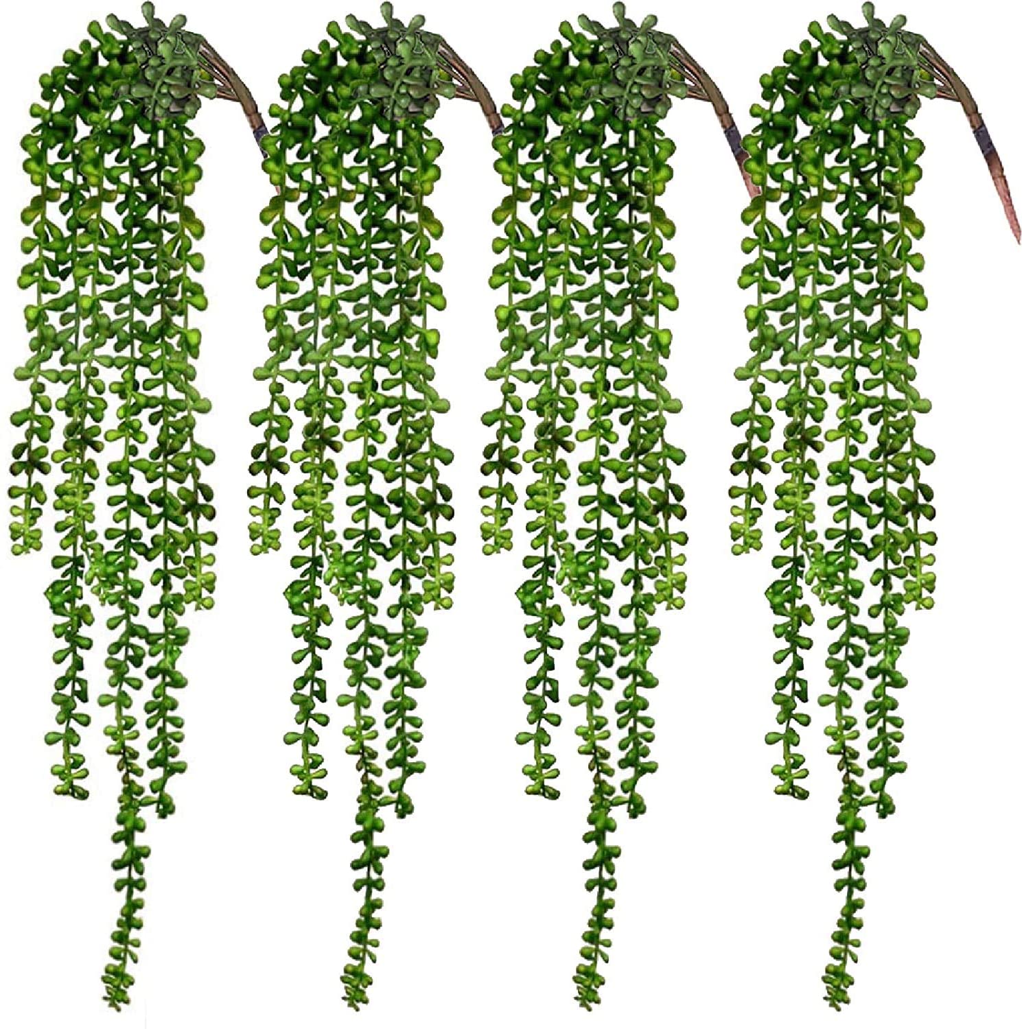 Coolmade 4pcs Artificial Succulents Hanging Plants 24', Green