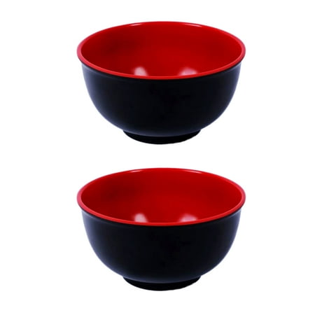 

Frcolor 2 Pcs 1050ML Imitation Porcelain Soup Bowl Anti-fall Rice Bowl Red Black Double Color Noodles Bowl - D5008 (19x9cm)