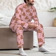 thumbnail image 7 of Fuzoiu Heart Capybara Print Men's Long-Sleeved Pajama,Lounge Button Down Nightwear,Mens Notch Collar Pajama Set -Large, 7 of 7
