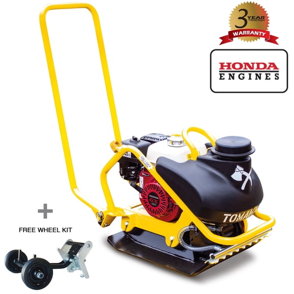 TOMAHAWK 5.5 HP Honda Vibratory Plate Compactor Tamper for Dirt, Asphalt, Gravel, Soil Compaction with 3.5 Gallon Water Tank and GX160 Engine