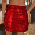 thumbnail image 6 of vigerkar Sparkly Sequin Mini Skirt,High Waisted Glitter Holiday Skirts,Disco Concert Outfit for Women (Red, L), 6 of 9