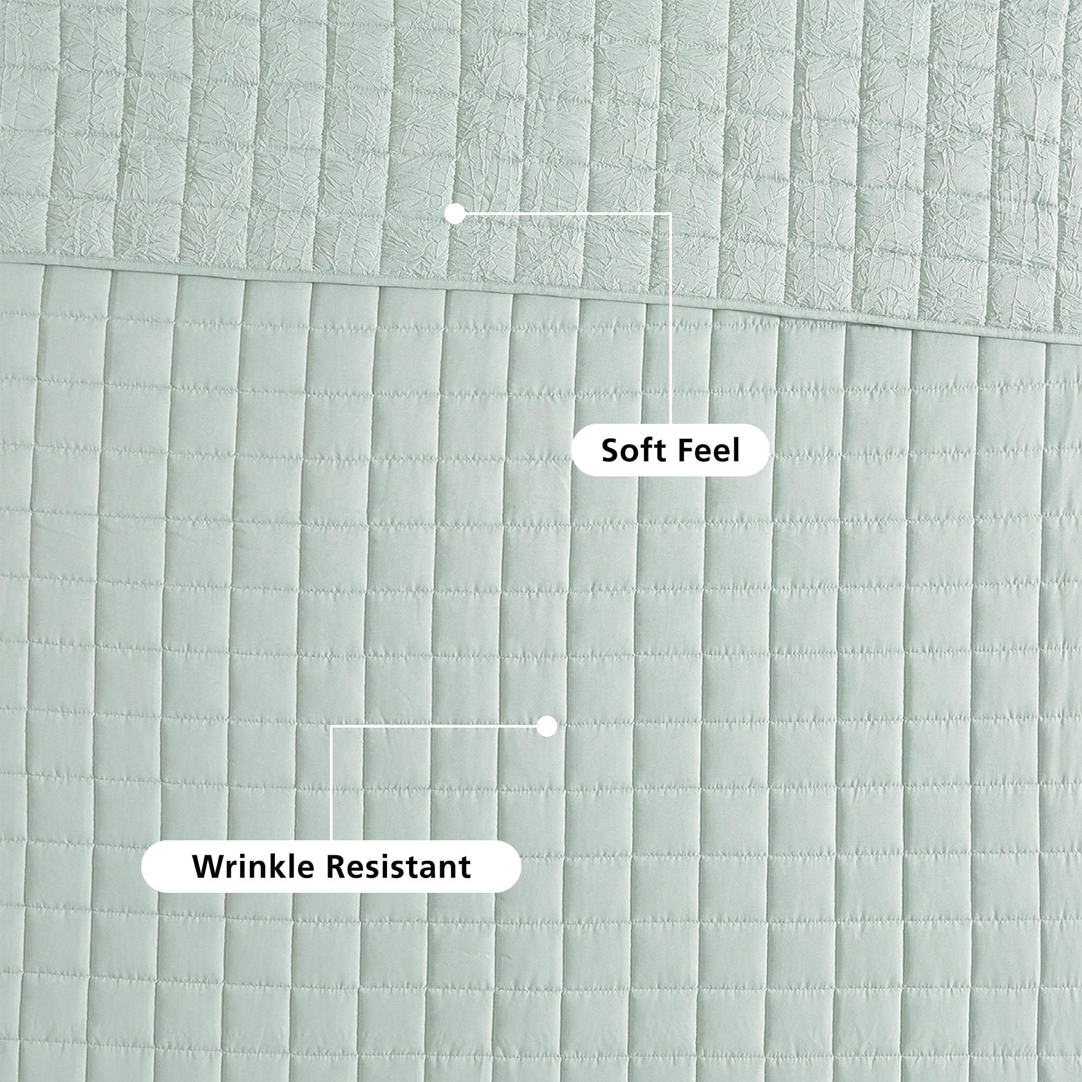 Mainstays Crinkle Quilt, Twin/XL, Light Green, Soft Wash Microfiber Bedding