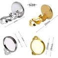 thumbnail image 2 of Clip-on Earring Findings, 20pcs (10 Pairs) Round Tray Earring Clip Converter Cabochon Setting Earring Bezel Components Findings for Non-Pierced Ears Cabochon Jewelry Making, 2 of 5