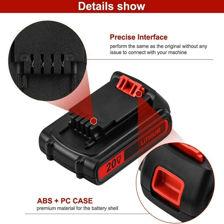 2.0Ah LBXR20 Replacement Battery for Black and Decker 20V Lithium