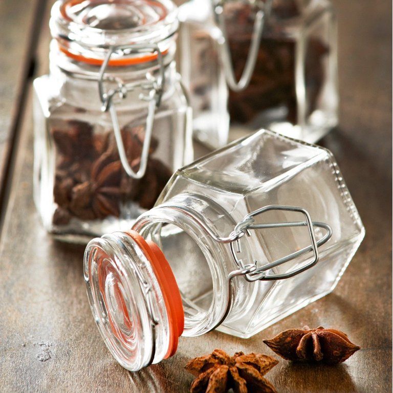 Kilner 2.3oz Glass Swing Top Spice Jar Set