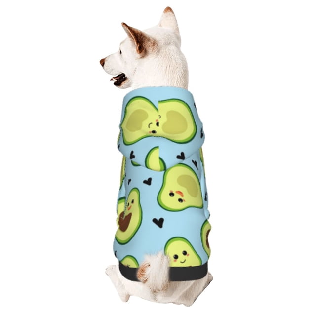 Balery Avocado and Hearts Sudadera con Capucha para Perros Pequeños – Ropa para Mascotas, Disfraz para Perros y Gatos, Ideal para Fiestas y Cosplay-Small