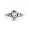 thumbnail image 2 of Three Stone Engagement Ring for Women | Center 9x6mm Oval Cut Lab Created Moissanite Promise Ring in 14K Yellow Gold Over Sterling Silver Jewelry Gift for Her, Ring Size 4, 2 of 6