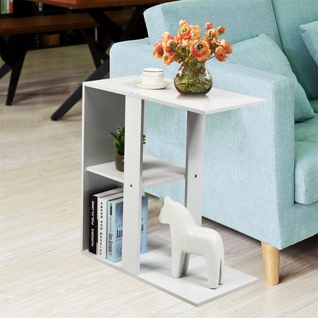 Costway Mesilla con 3 Niveles Mesita de Noche Industrial para Salón y Dormitorio Blanco 60 x 30 x 64 cm