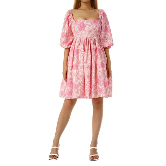 Qiylii Womens Puff Sleeve Tulle Dress Princess Mini Dress Square Neck Bubble Sleeve Mesh Ruffle Dress for Party Prom