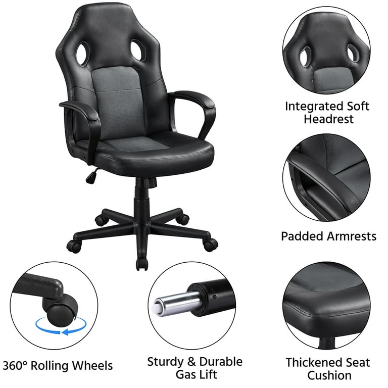 SmileMart Adjustable Ergonomic Swivel Gaming Chair with Footrest