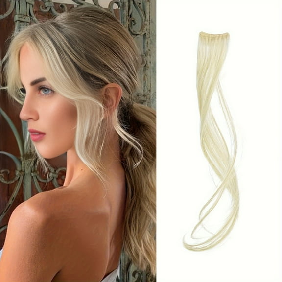 Xiao Hua Synthetic Long Dragon Beard Bangs Side Air Bangs Wavy Curly Clip In Bangs Front Side Bangs Two Side Fringe Hair Extension 9.8 Inch，2 Pcs，Pale Gold