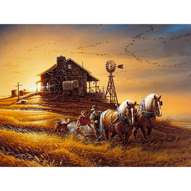Cuadros Decorativos (DE3902) 5D DIY taladro completo diamante pintura atardecer bordado mosaico artesanía Kits decoración 30x40cm Ndcxsfigh Nuevos Originales