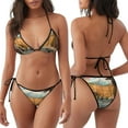 thumbnail image 3 of KLL Tranquil Garden Landscape Print Bikini Set for Women,String Two Piece Halter Top Triangle Bikini Set with Tie Side Bottom Sexy Swimsuit Bathing Suits, 3 of 5