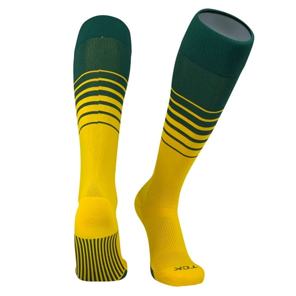 TCK Elite Breaker Fade Lines Knee High Socks Dark Green, Gold