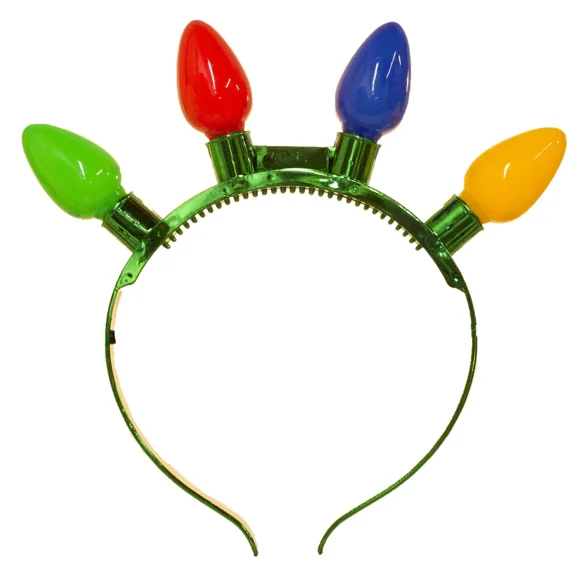 Christmas Jumbo Light Up Headband Lighted Big Light Bulbs Flashing Holiday Blink