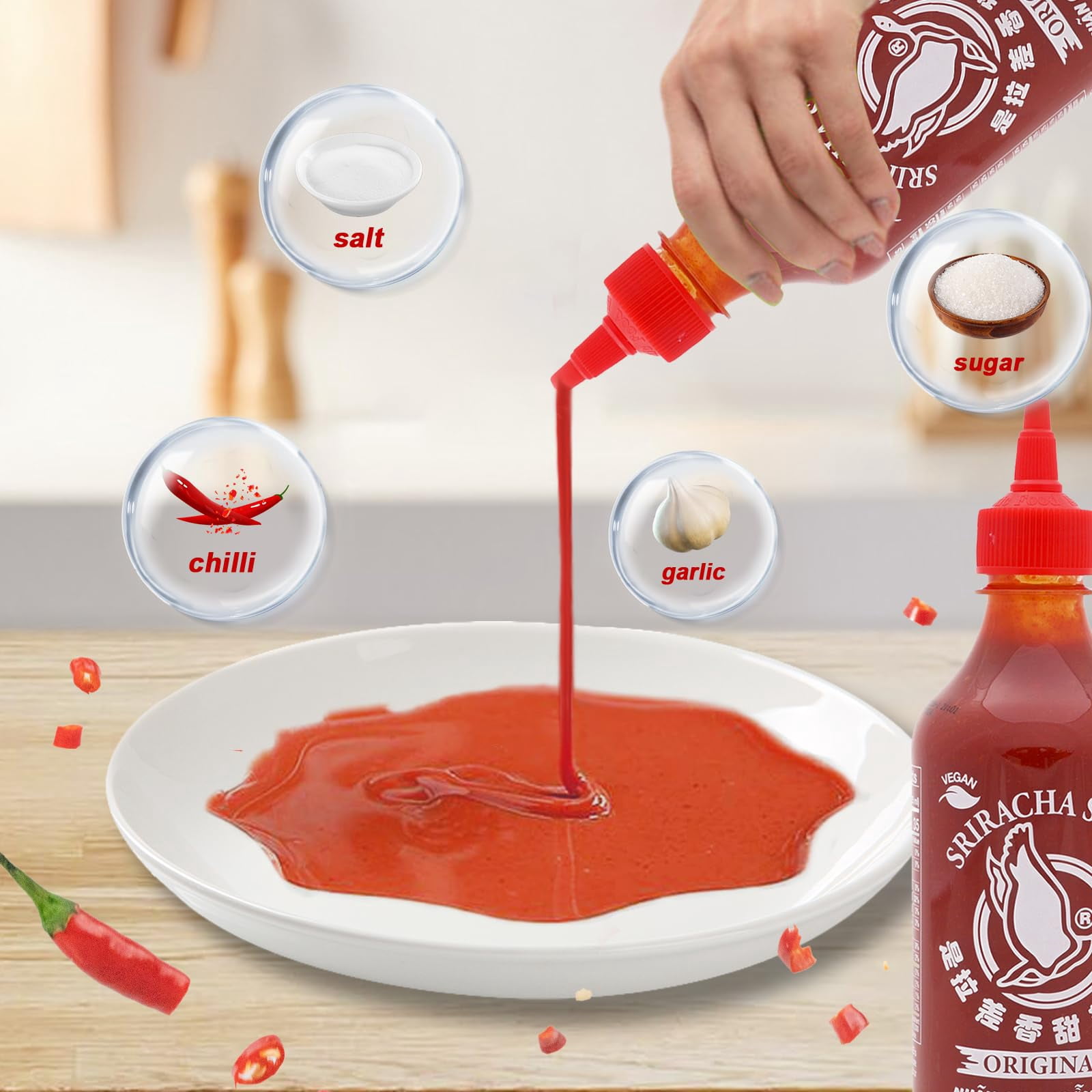 Flying Goose Sweet Sriracha Sauce, Thailand Sriracha Sweet Chili Sauce, Gluten Free and Vegan, Original Flavor in Bottle, 15.3 fl.oz(455ml), Pack of 1