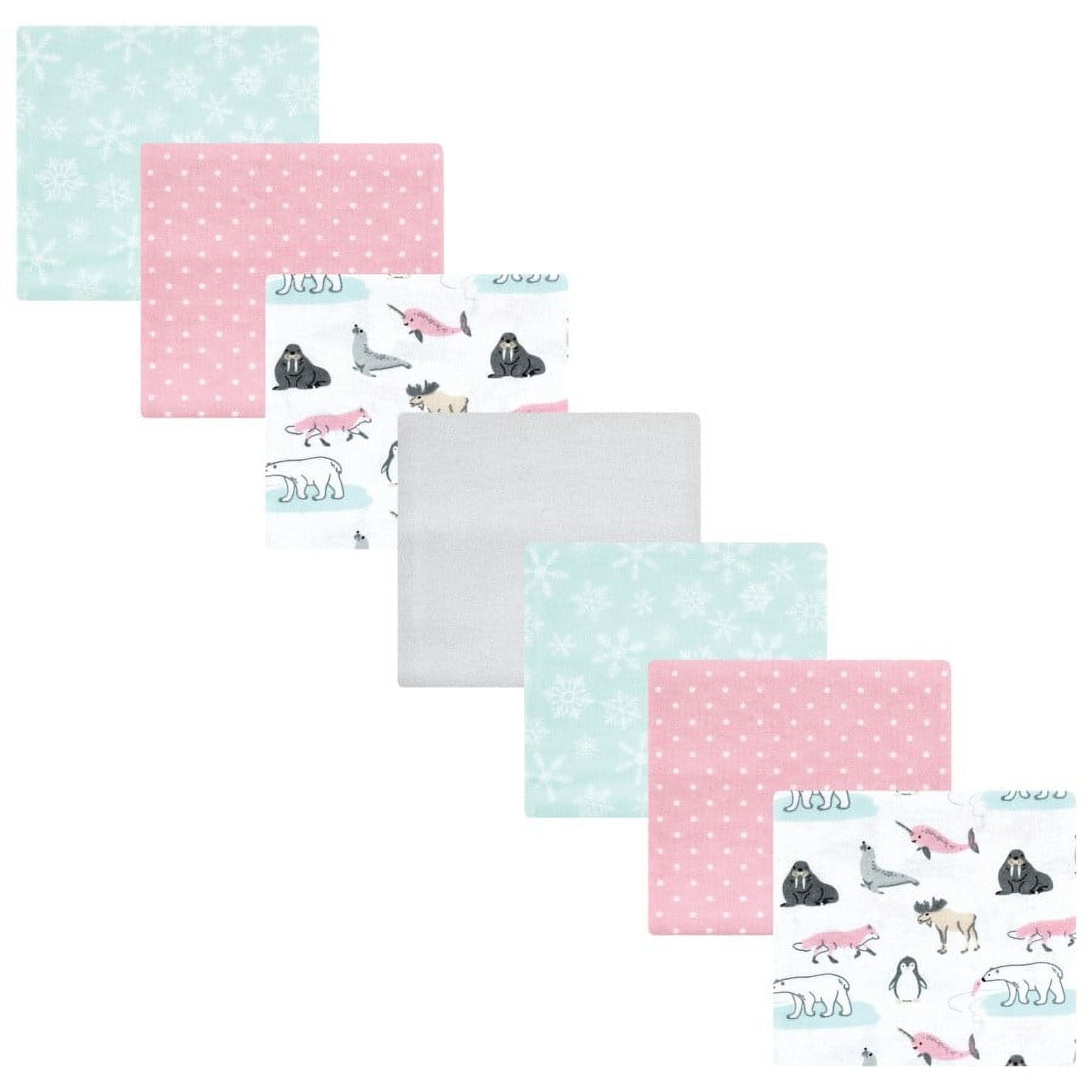 Hudson Baby Infant Girl Cotton Flannel Receiving Blankets Bundle Set, Girl Arctic Animals, One Size