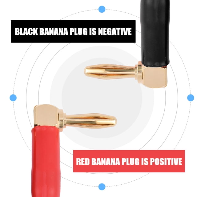 Cable con conector tipo banana NikouMX cobre puro HI-FI ángulo recto 1 metro rojo negro